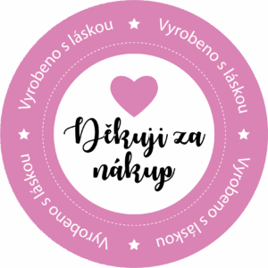 Samolepka - Děkuji za nákup, vyrobeno s láskou - růžová