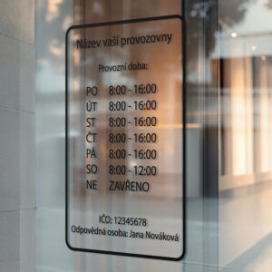 Vinylová samolepka provozní doba